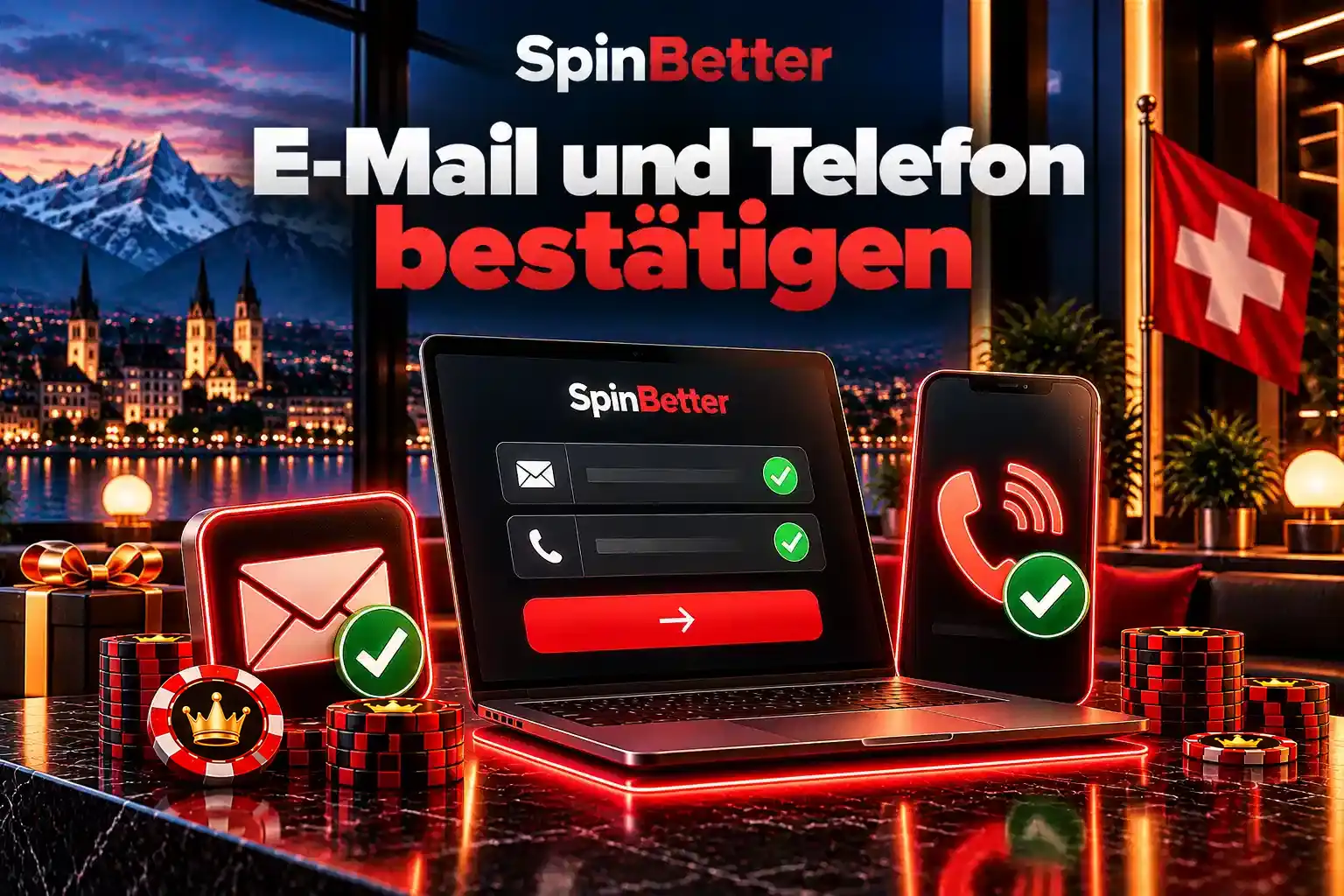 Bestätigung von E-Mail-Adresse und Telefonnummer im SpinBetter Konto