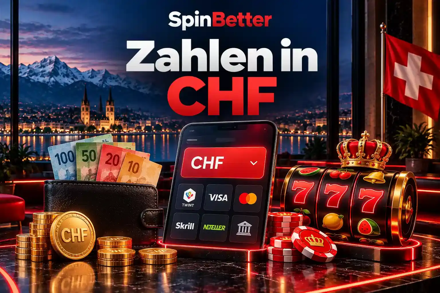Kasse in Schweizer Franken mit Visa, Mastercard, Skrill und Neteller