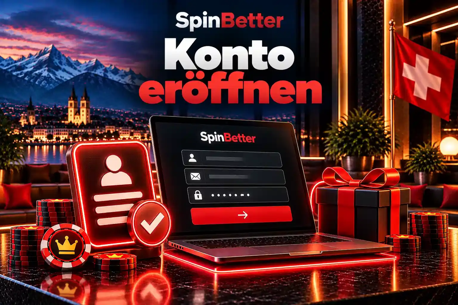 Formular zur SpinBetter Registrierung mit den Feldern für Konto und Zugangsdaten